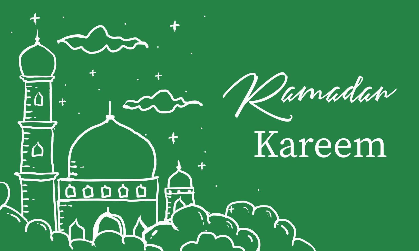 ramadan kareem med handritad islamisk illustration prydnad bakgrund vektor