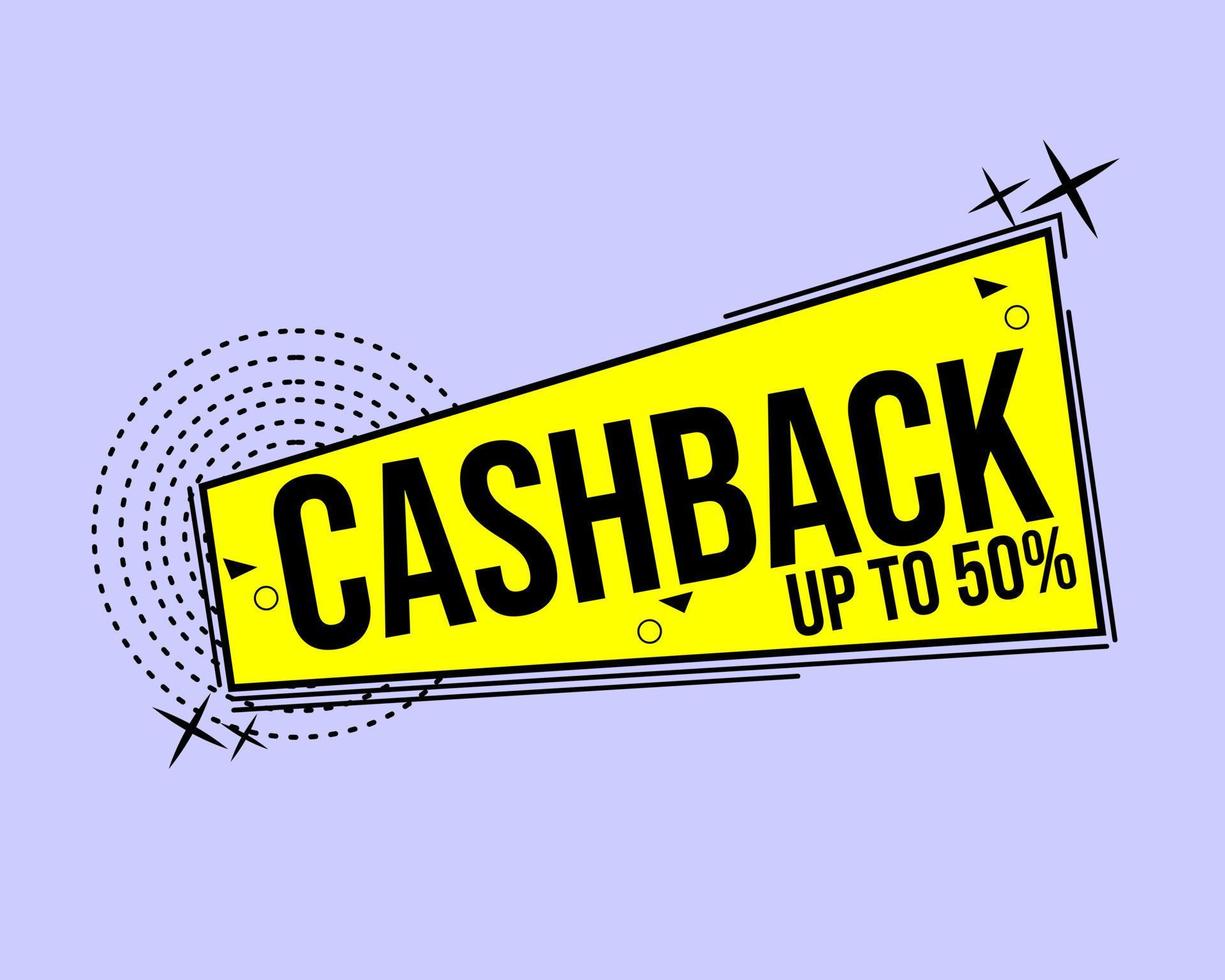 Gelbes Bannerdesign mit Cashback-Text. werbeabzeichen für rabattförderung vektor