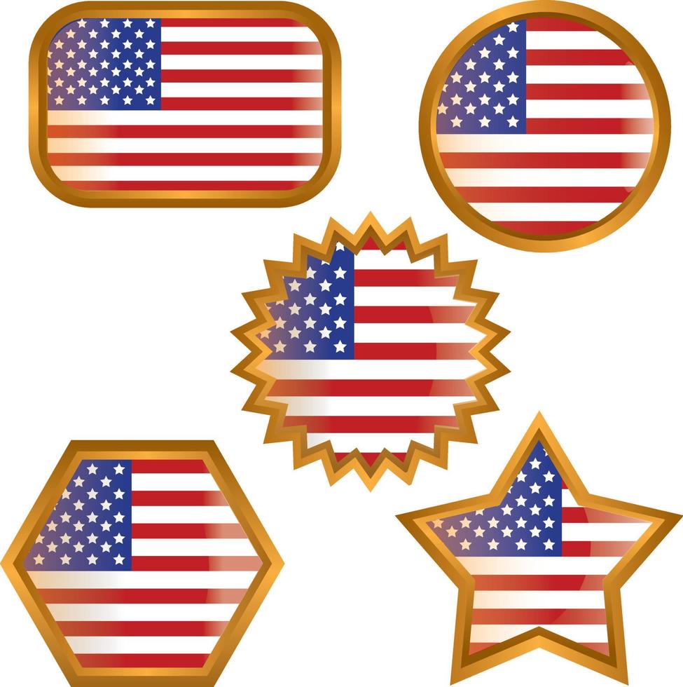 USA:s flagga, set. korrekta proportioner. raster illustration på vit bakgrund vektor