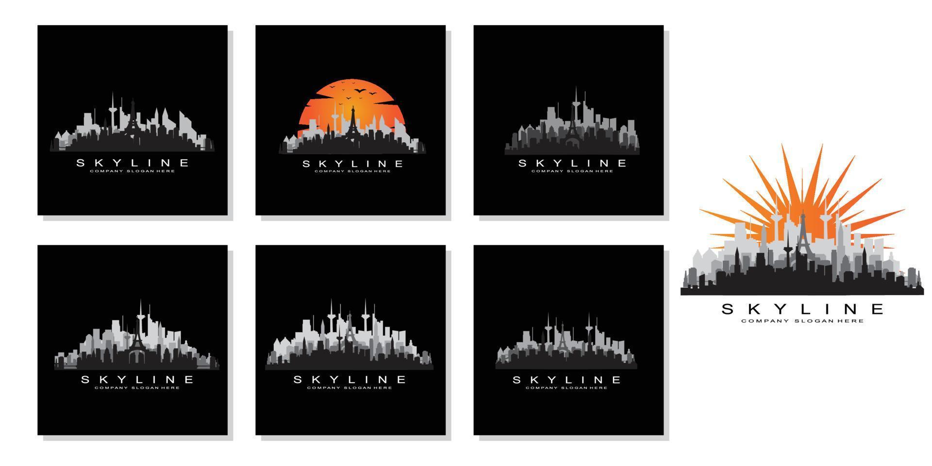 Skyline der Stadt, Wolkenkratzer für städtische Immobiliengebäude Logo-Design-Vektor vektor