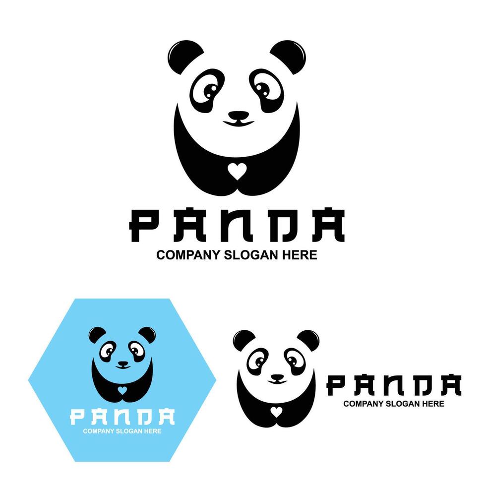 niedliches panda-logo-vektordesign, tierhintergrundillustration vektor