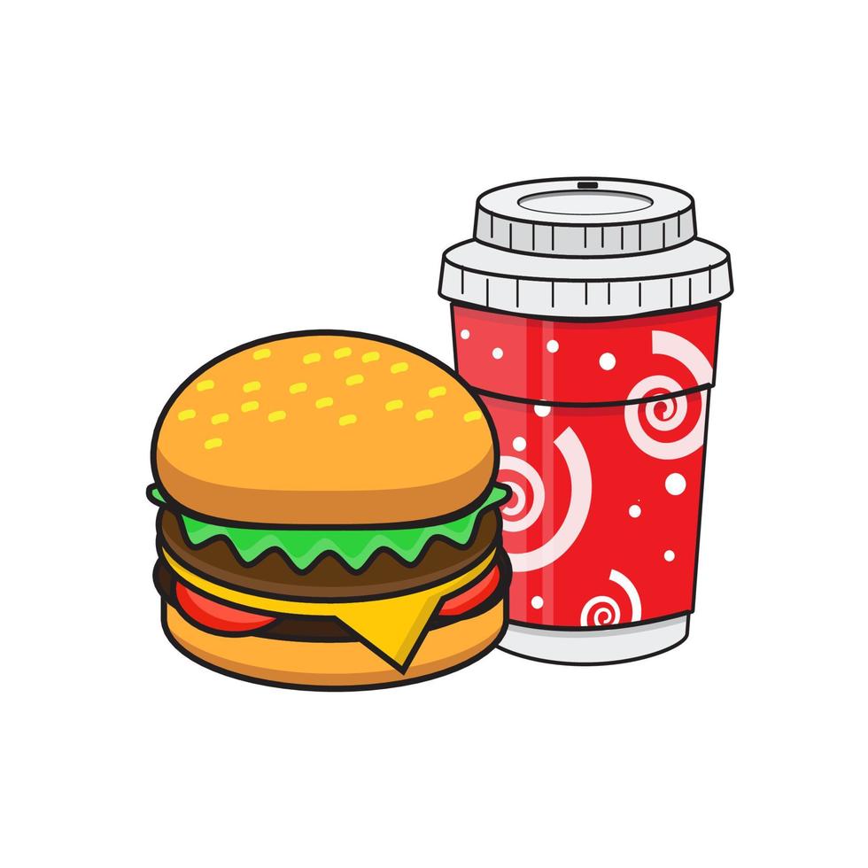 hamburgare och kaffekopp ikon mall, vektorillustration vektor