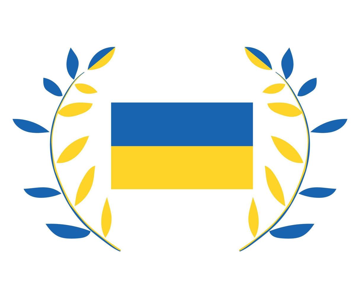 ukraine-flagge und baum verlässt emblem nationales europa abstraktes symbolvektorillustrationsdesign vektor