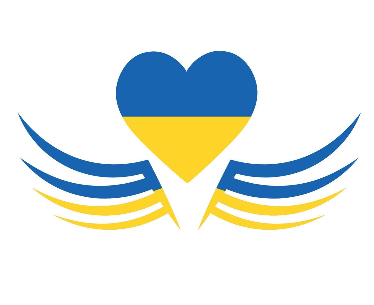 Ukraine-Flaggenherzemblem und -flügelsymbol nationales Europa abstraktes Vektorillustrationsdesign vektor