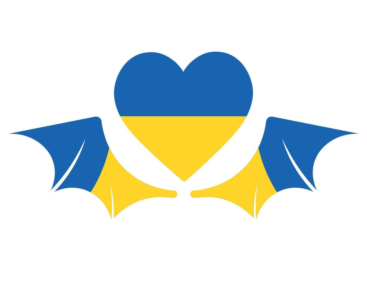 Ukraine-Flaggenemblemsymbolherz und -flügel nationales Europa abstraktes Vektorillustrationsdesign vektor