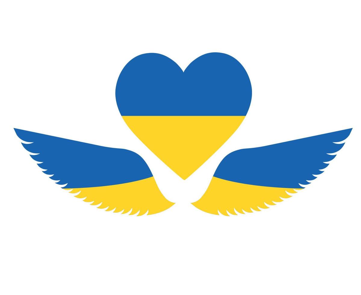 ukrainska flaggan emblem hjärta och vingar nationella Europa abstrakt symbol vektor illustration design