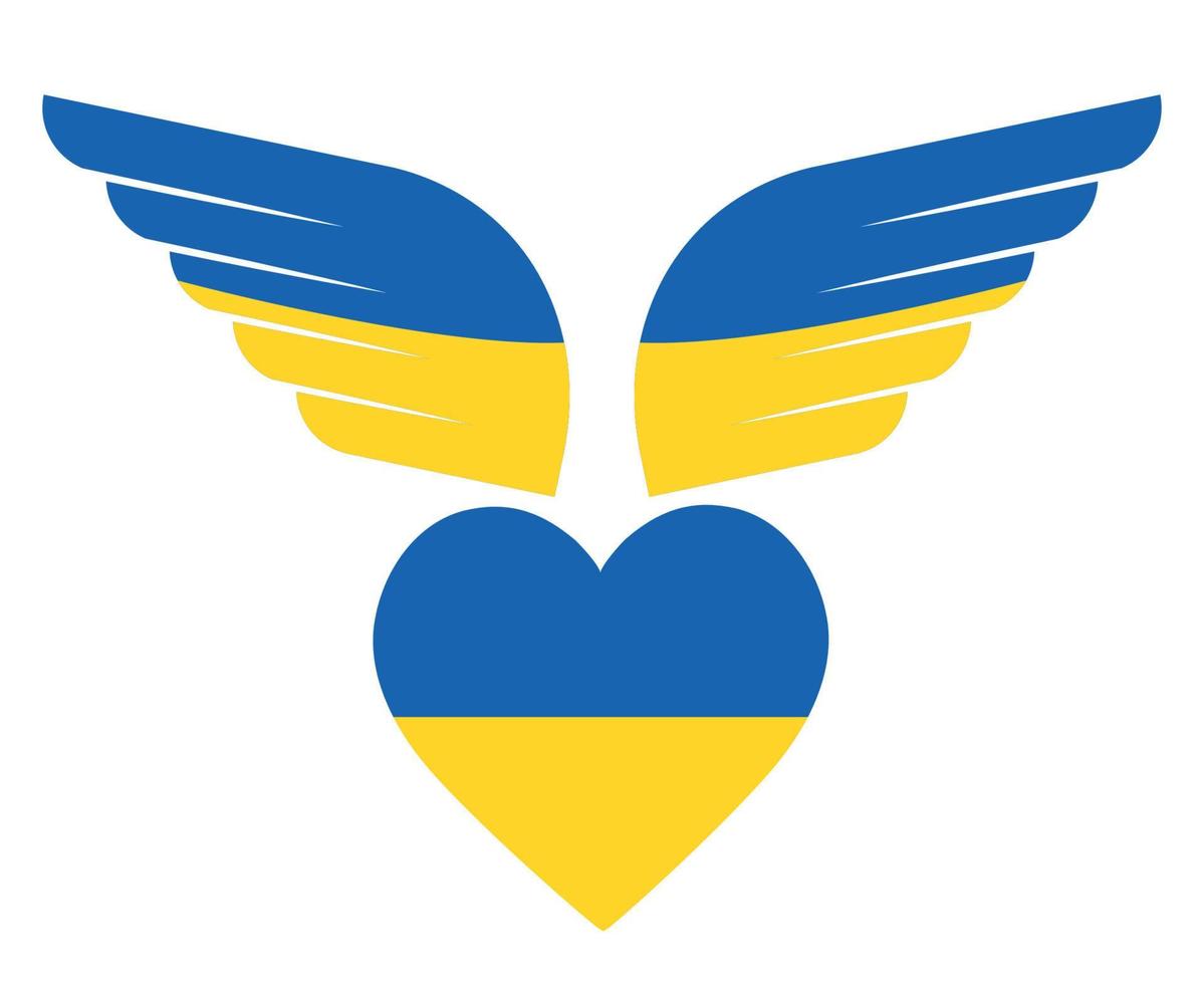 ukrainska emblem flagga hjärta och vingar symbol nationella Europa abstrakt vektor illustration design