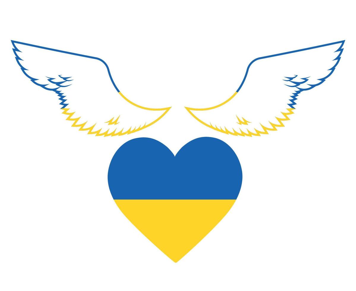 ukrainska flaggan vingar och hjärta emblem symbol nationella Europa abstrakt vektor illustration design