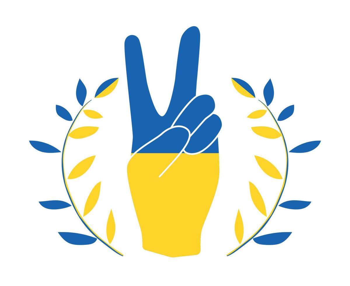 ukrainska flaggan hand fred och träd lämnar emblem nationella Europa abstrakt symbol vektor illustration design