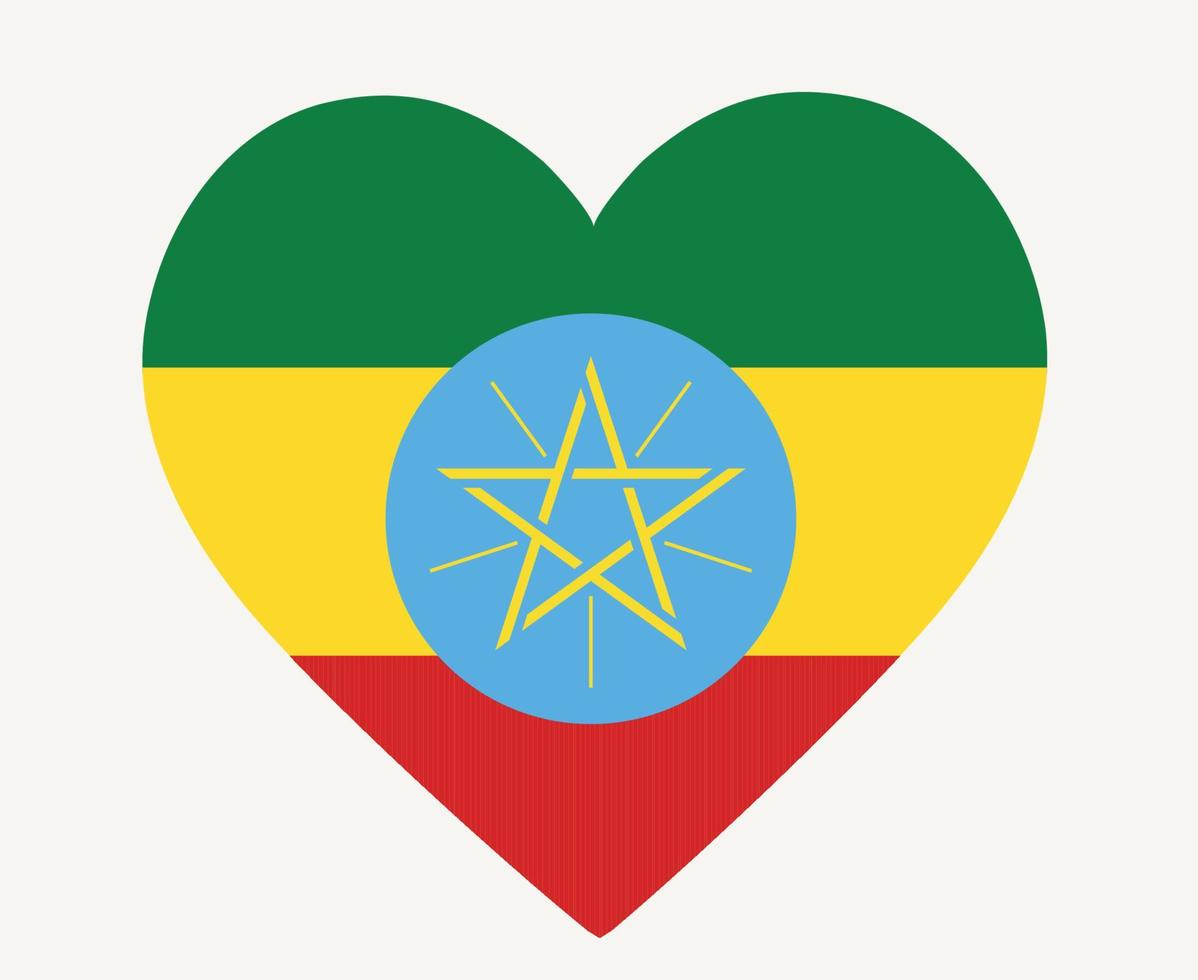 Äthiopien-Flagge nationales Afrika-Emblem Herzikonenvektorillustrations-Zusammenfassungsgestaltungselement vektor