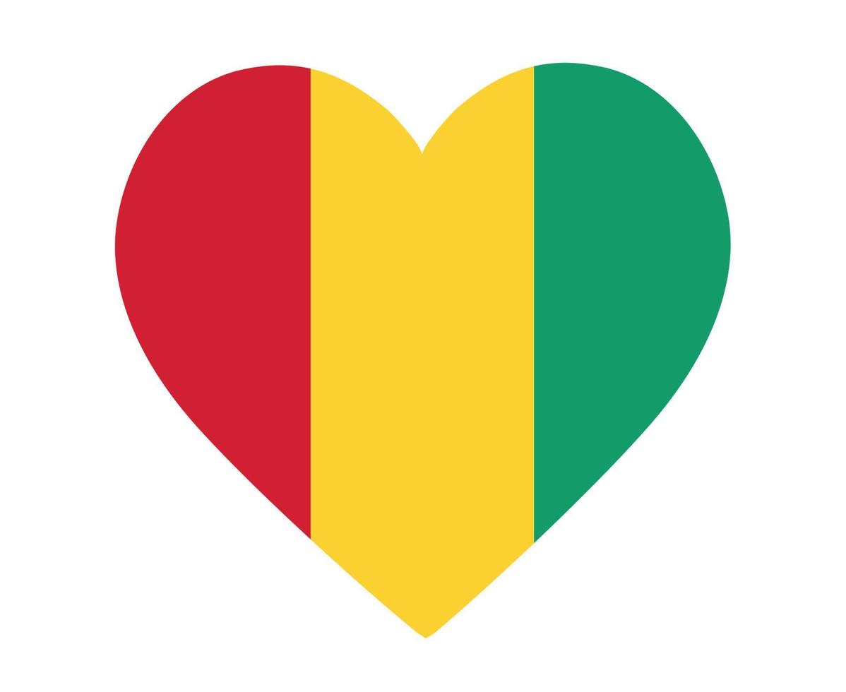 guinea flag national afrika emblem herz symbol vektor illustration abstraktes design element