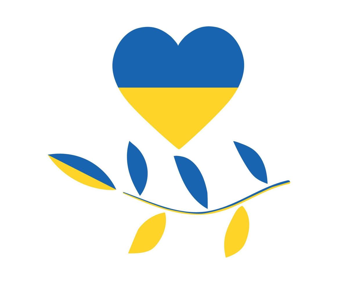 ukrainska hjärtat emblem och träd lämnar flagga design nationella Europa abstrakt symbol vektorillustration vektor