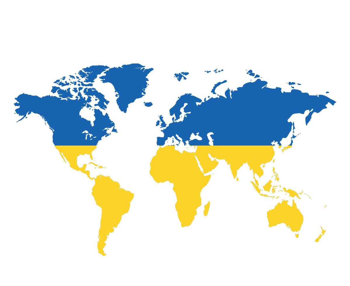 ukraine weltkarte flag emblem national europa abstraktes symbol vektor illustration design