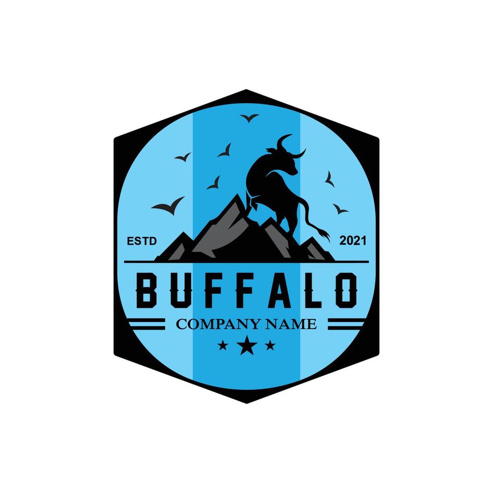 Bison-Stier-Büffel-Logo-Vektor-Symbol, Retro-Logo-Design für Nutztiere vektor