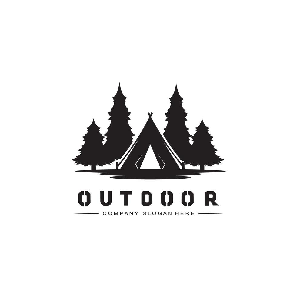 camping utomhus logotyp ikon vektor. koncept retro illustration design vektor