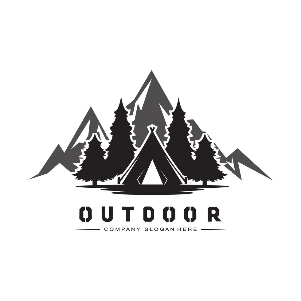 Camping-Logo-Symbolvektor im Freien. Retro-Illustrationsdesign des Konzepts vektor