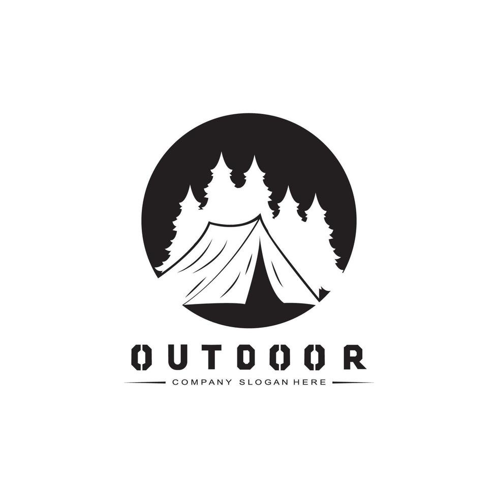 camping utomhus logotyp ikon vektor. koncept retro illustration design vektor