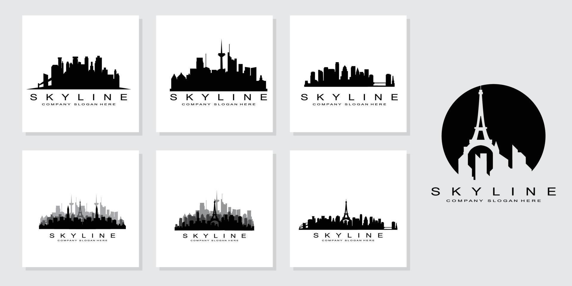 Skyline der Stadt, Wolkenkratzer für städtische Immobiliengebäude Logo-Design-Vektor vektor