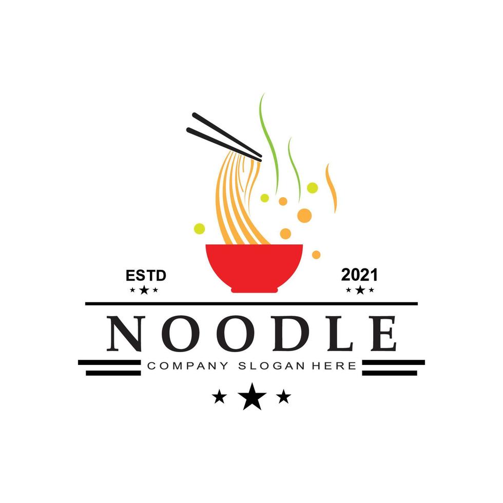 eine Sammlung von Nudel-Logo-Inspirationen. chinesisches Essen und Schüssel-Design-Vorlage. Retro-Konzept Illustration vektor