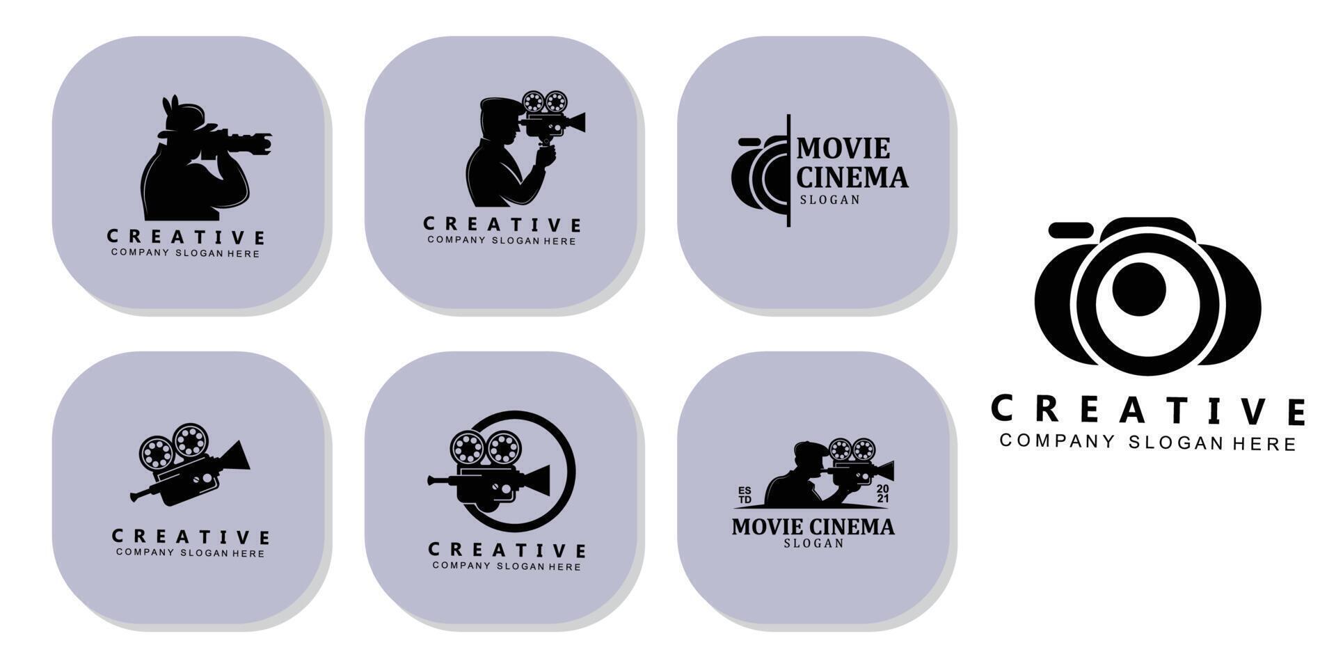 videokamera, filmspelare och inspelare logotyp ikon symbol vektor