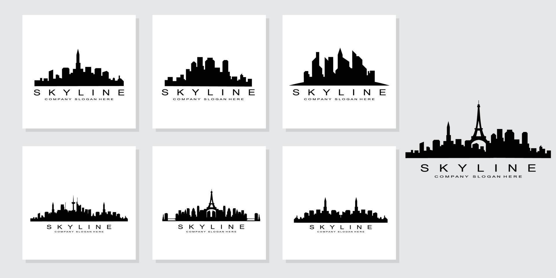 Skyline der Stadt, Wolkenkratzer für städtische Immobiliengebäude Logo-Design-Vektor vektor