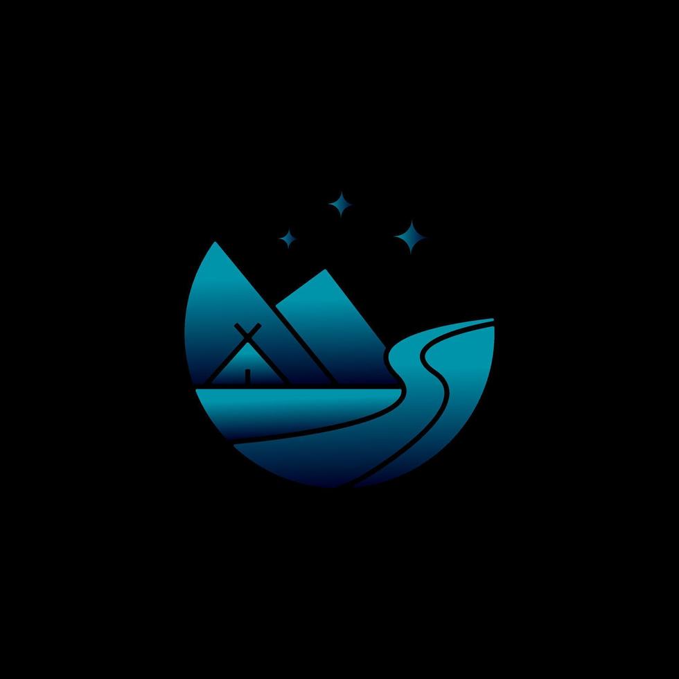 Bergnachtcamp-Logovektor für Ihr Unternehmen oder Geschäft vektor