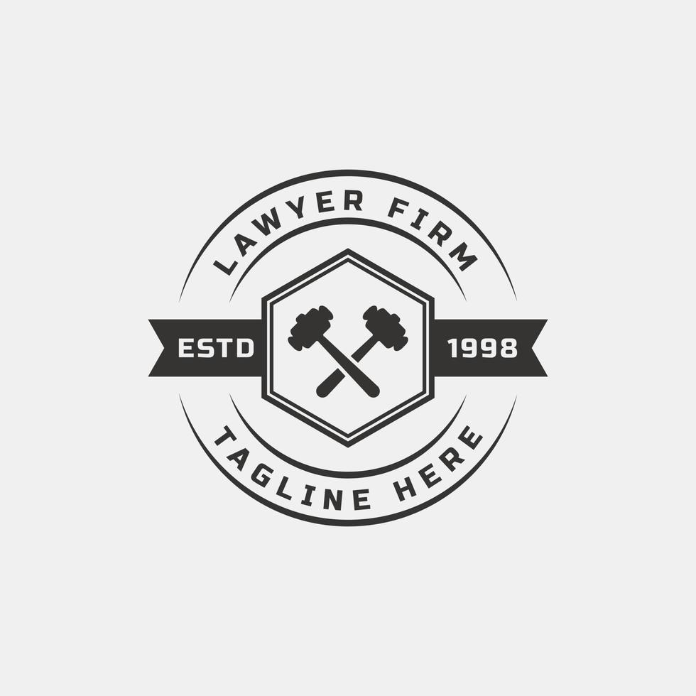 Vintage Retro-Abzeichen Anwalt Kanzlei Logo Vektor Design-Inspiration