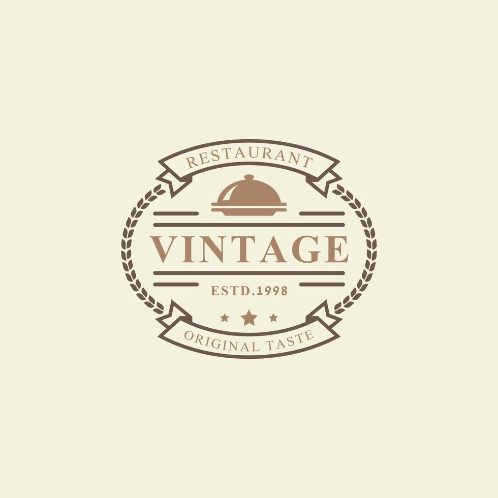 vintage retro badge restaurang och café ikoner, snabbmat logotyp design silhuetter vektor