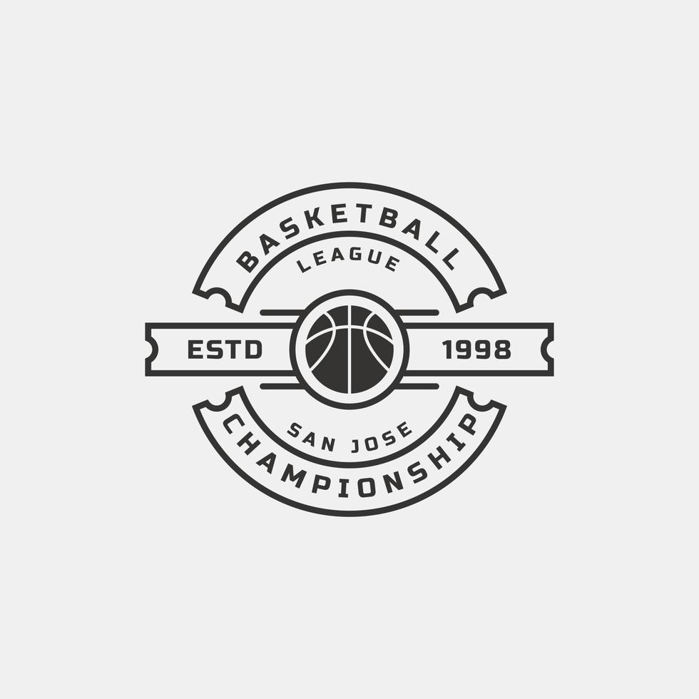 vintage retro badge basketklubb mästerskap spel logotyp vektor design inspiration