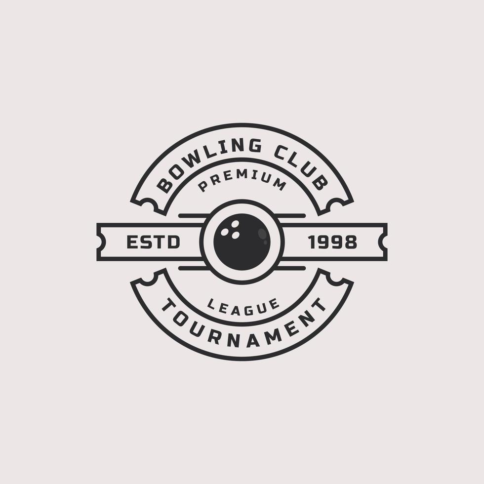 Vintage Retro-Abzeichen Bowling-Logos, Embleme und Logo-Vorlagen vektor