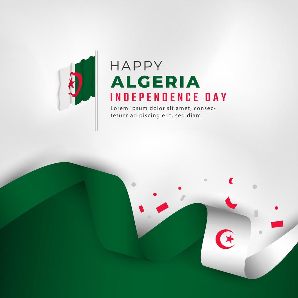 Happy Algeriet självständighetsdagen 5 juli firande vektor designillustration. mall för affisch, banner, reklam, gratulationskort eller print designelement