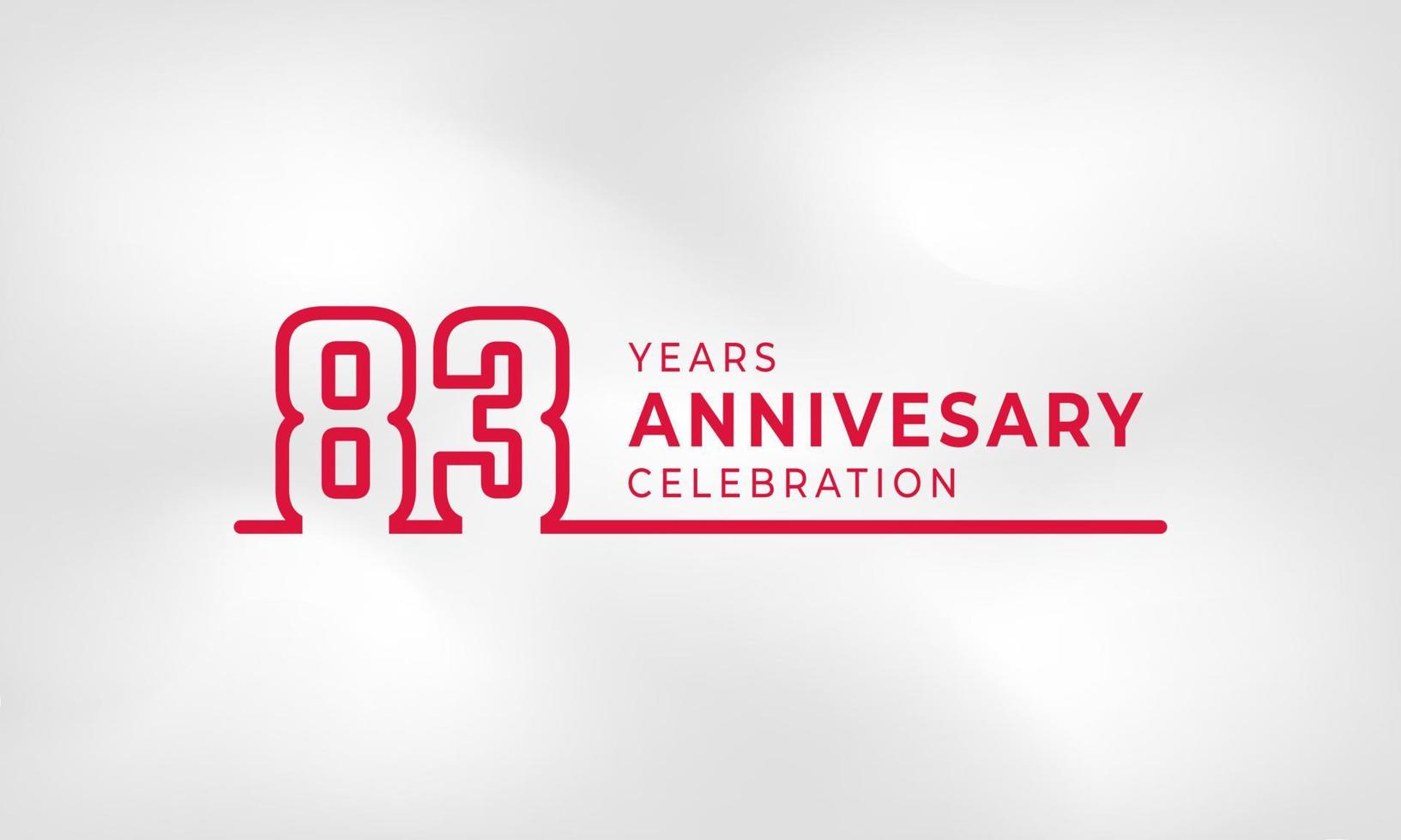 83 års jubileumsfirande länkad logotyp kontur nummer röd färg för festevenemang, bröllop, gratulationskort och inbjudan isolerad på vit texturbakgrund vektor