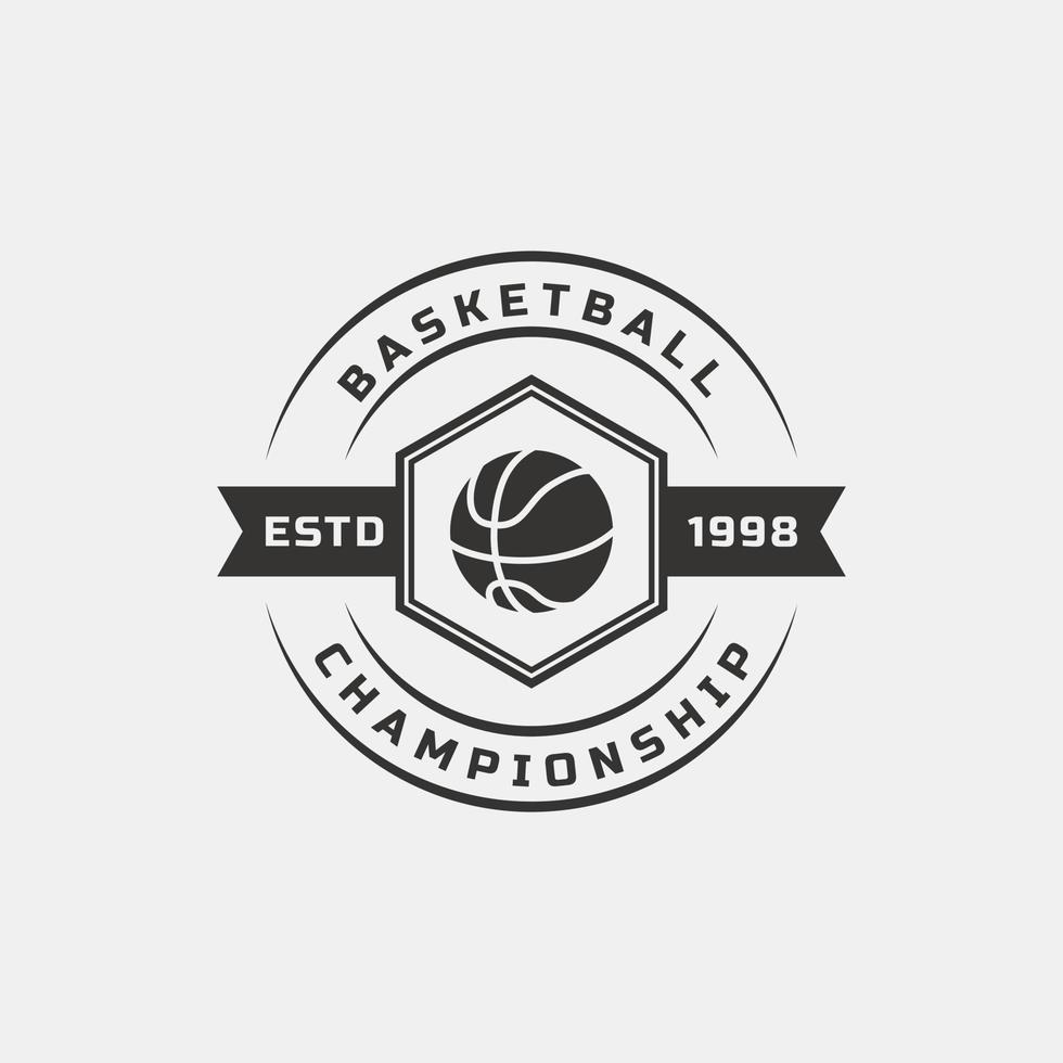 vintage retro badge basketklubb mästerskap spel logotyp vektor design inspiration