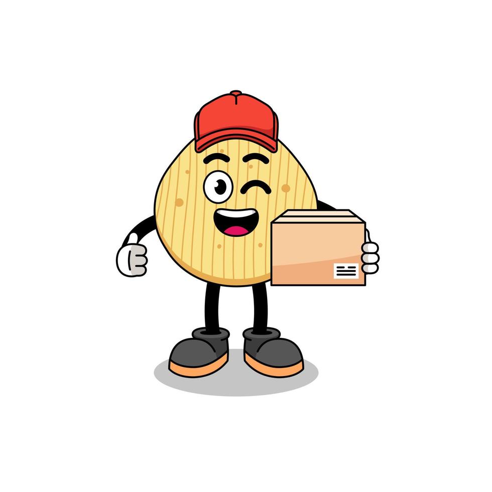 Kartoffelchip-Maskottchen-Cartoon als Kurier vektor