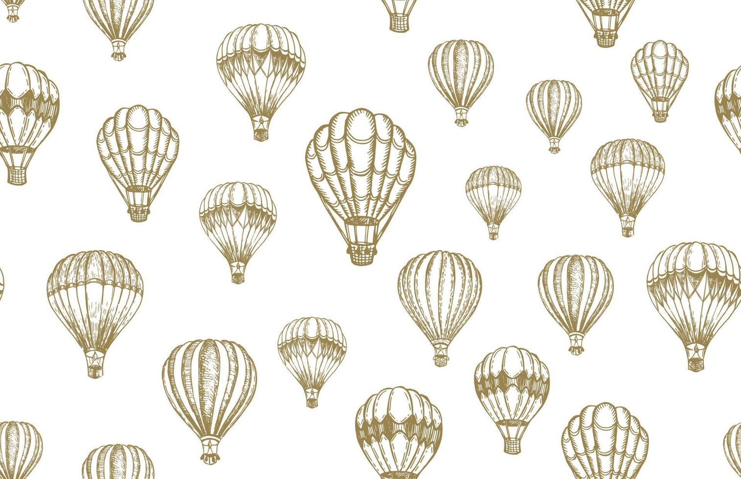 fliegende Heißluftballons. handgezeichnete Abbildung. vektor