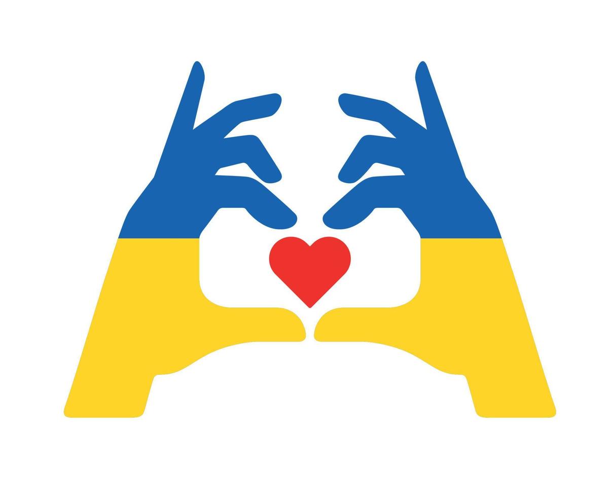ukrainska flaggan händer och hjärta emblem nationella Europa abstrakt symbol vektor illustration design