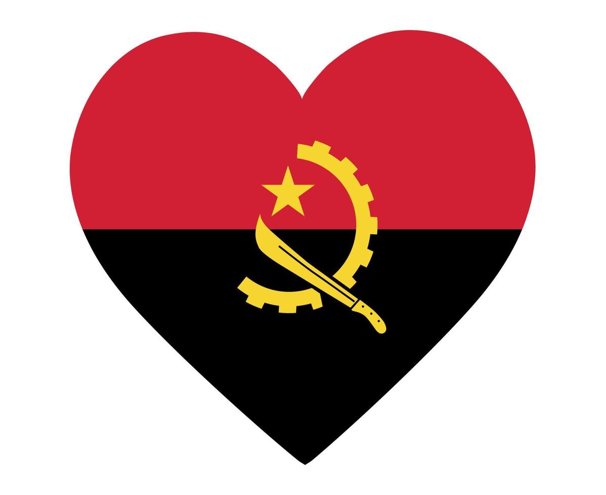 Angola-Flagge nationales Afrika-Emblem-Herzikonen-Vektorillustrations-Zusammenfassungsgestaltungselement vektor