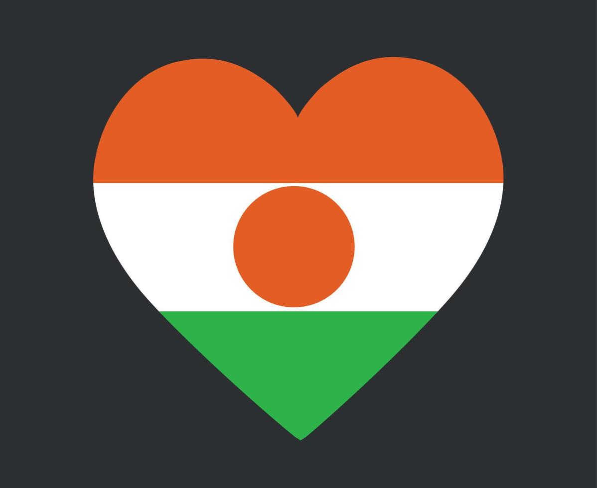 Niger-Flagge nationales Afrika-Emblem-Herzikonen-Vektorillustrations-Zusammenfassungsgestaltungselement vektor