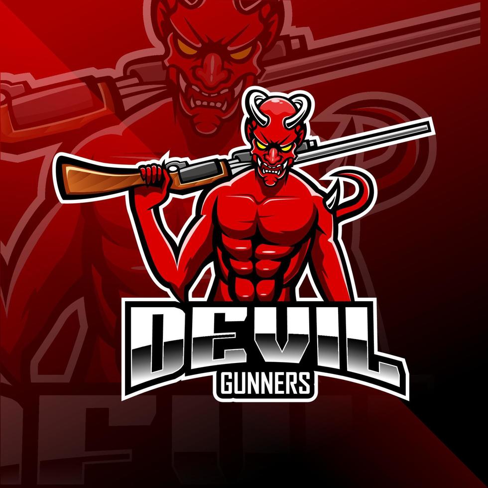 Devil Gunners Esport-Maskottchen-Logo vektor