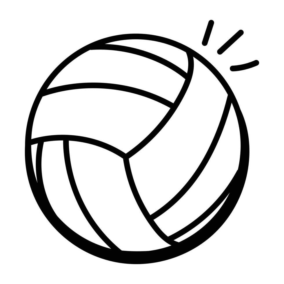 trendiga doodle ikonen för en volleyboll vektor