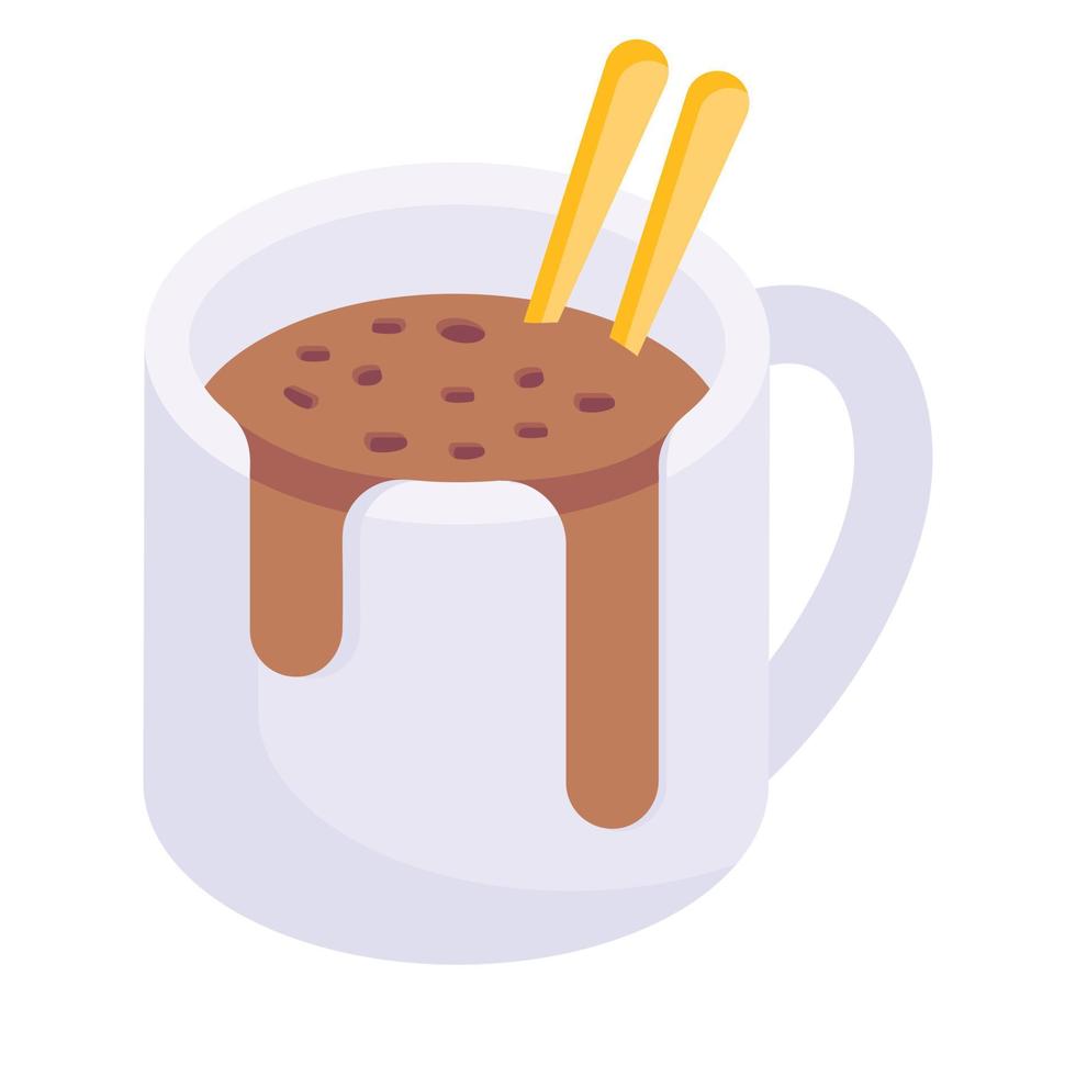 eine Ikone der Tasse mit heißem Schokoladengetränk vektor