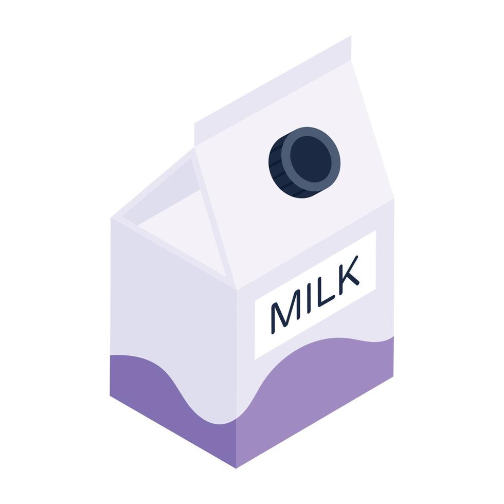 Laden Sie das isometrische Symbol des Milchpakets herunter vektor