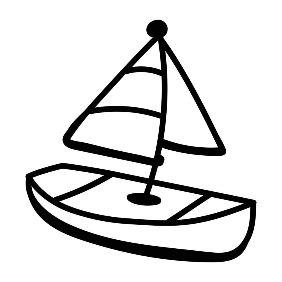 moderne handgezeichnete Ikone des Bootfahrens vektor
