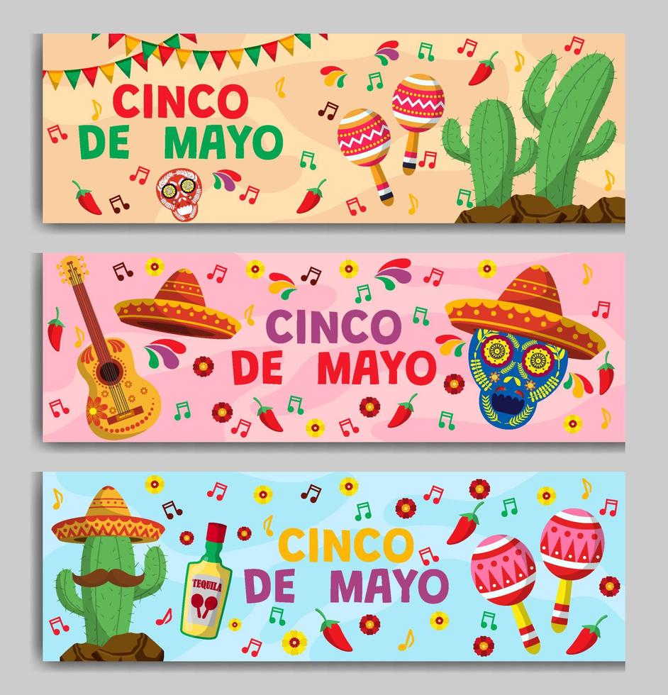 cinco de mayo bannerset vektor