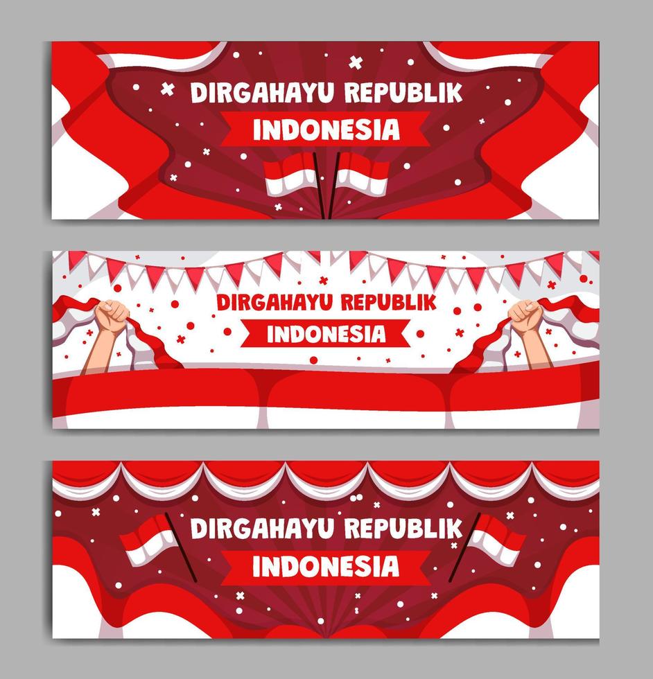 indonesien självständighetsdagen banner set vektor