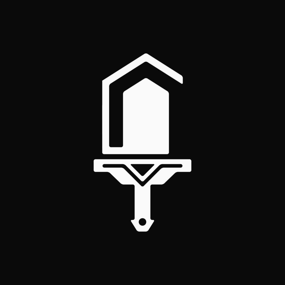 Haus und Schwert-Logo-Konzept. abstrakt, monogramm, einfach, kombination, einzigartig, flach, modern und minimalistisches logo. geeignet für logo, symbol, symbol und zeichen. wie Rechts-, Eigentums- oder Immobilienlogo vektor