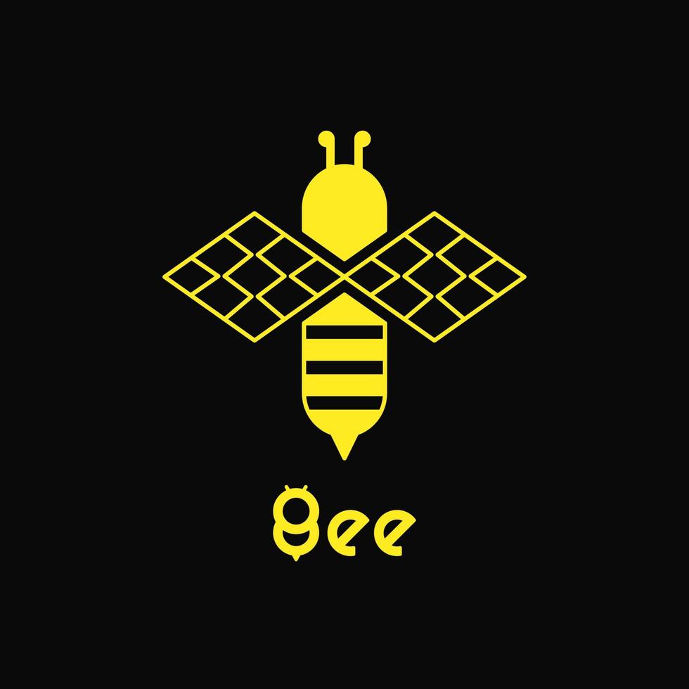 Honigbienen-Logo-Konzept. modernes, flaches, einfaches und minimalistisches Logo. gelb und schwarz. geeignet für logo, symbol, symbol, maskottchen und zeichen. wie Tier-, Insekten-, Lebensmittel- oder Getränkelogo vektor