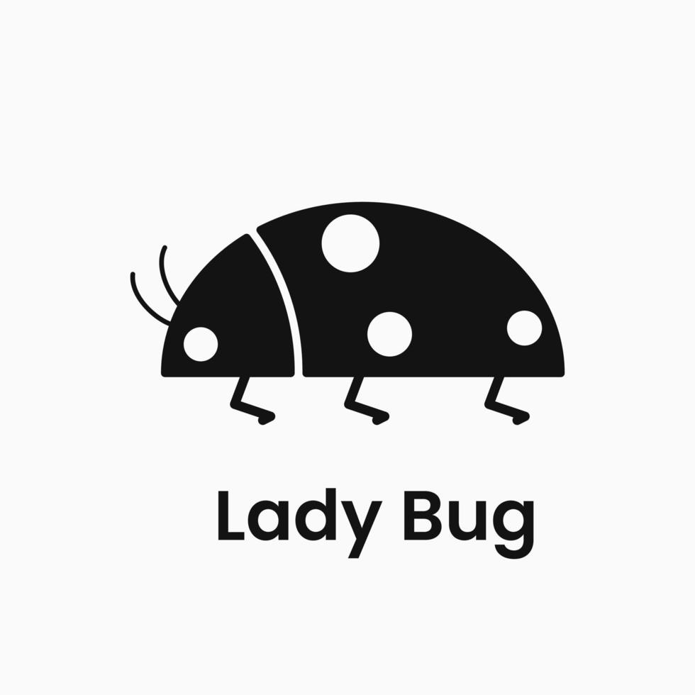 Marienkäfer-Logo-Konzept. silhouette, flach, einfach, tier- und insektenlogotyp. geeignet für logo, symbol, symbol und zeichen. wie Insekten-, Schutz- oder Antivirus-Logo vektor