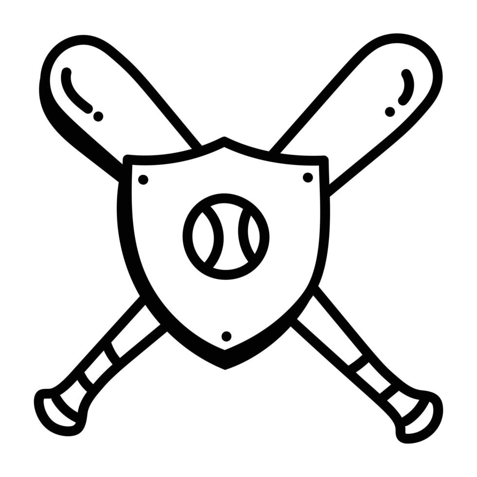 ein lineares Baseball-Icon-Doodle vektor