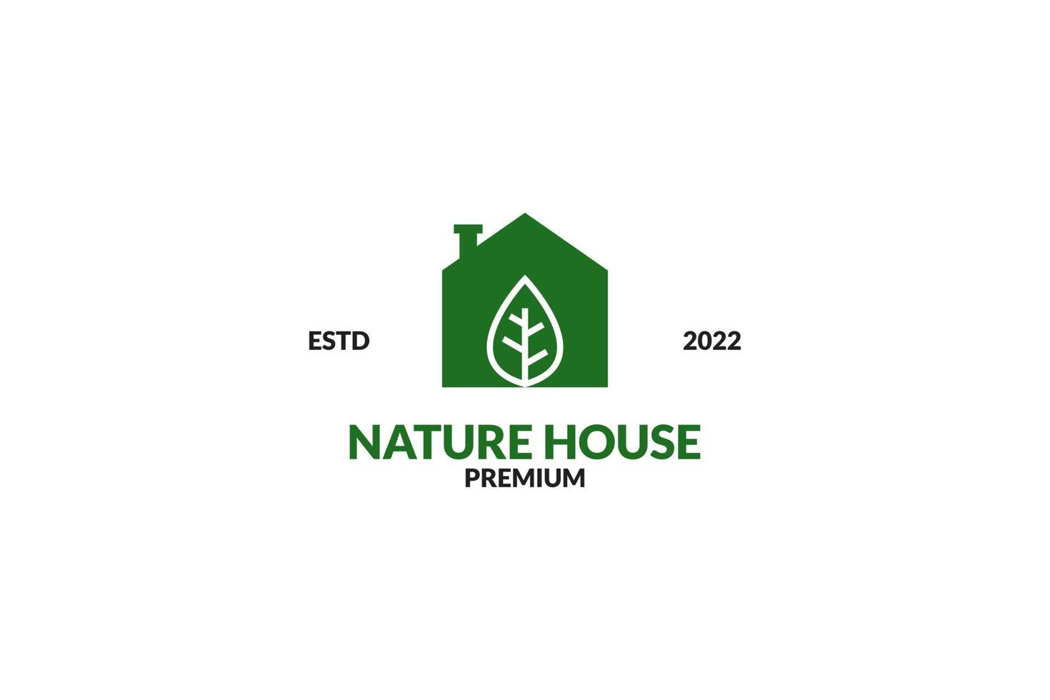 platt natur hus med blad illustration vektor mall